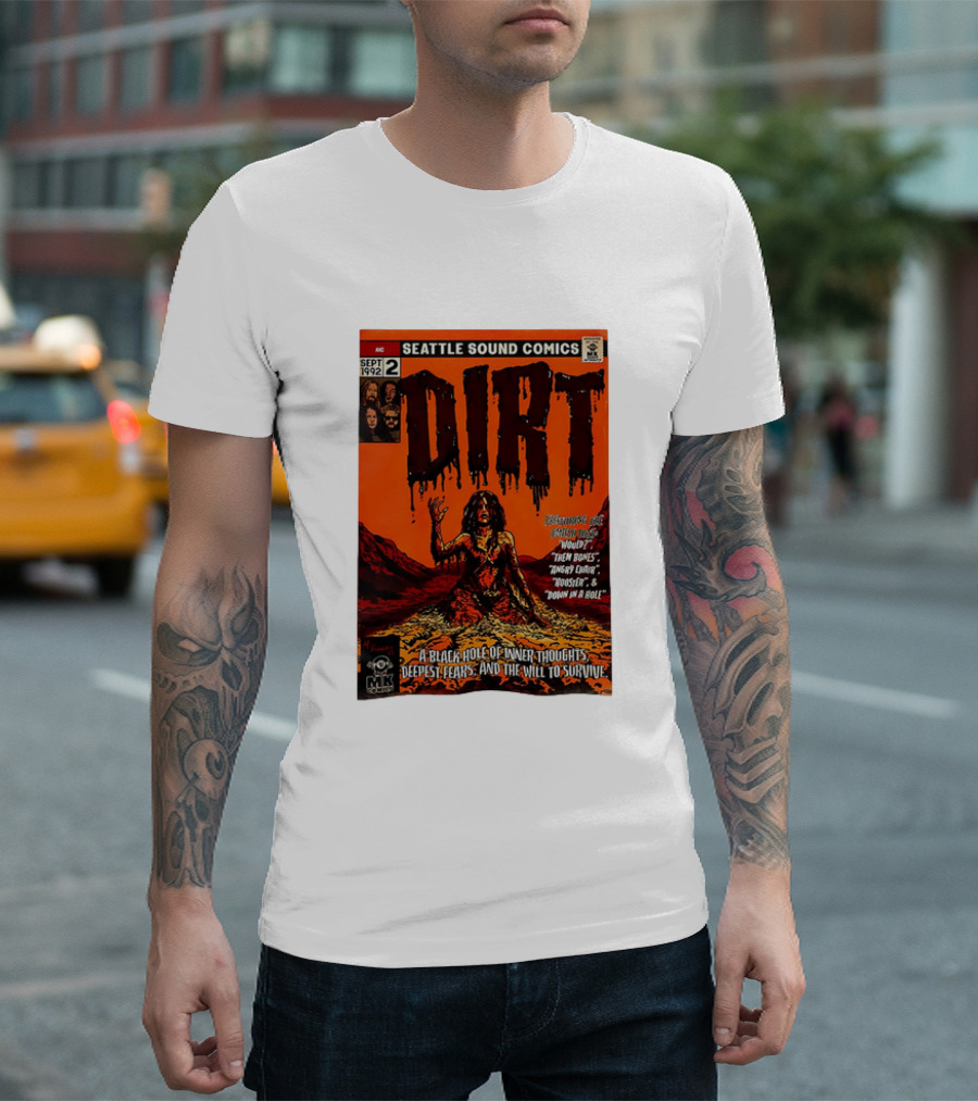 Seattle Sound Comics Dirt Horror August 1992 Issues Would Then Bones Angry Chair Rooster Down in a Hole T-Shirt