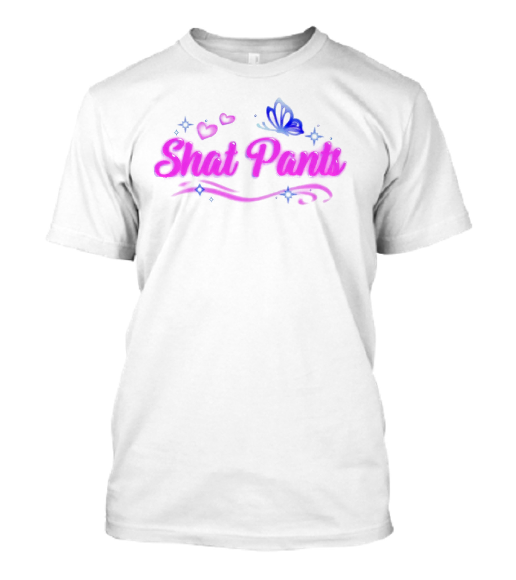 "Shat Pants Hearts And Butterfly Neon Graphic" T-Shirt
