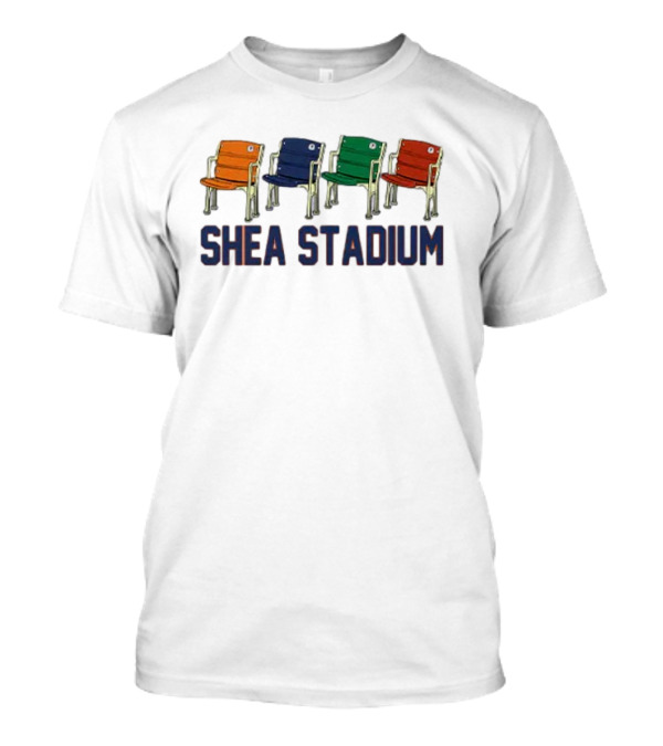 Shea Stadium Vintage Seats Orange Blue Green Red T-Shirt