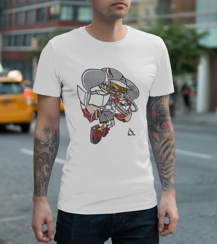 Gimme Project Shark Character with Red Sneaker and Hose T-Shirt