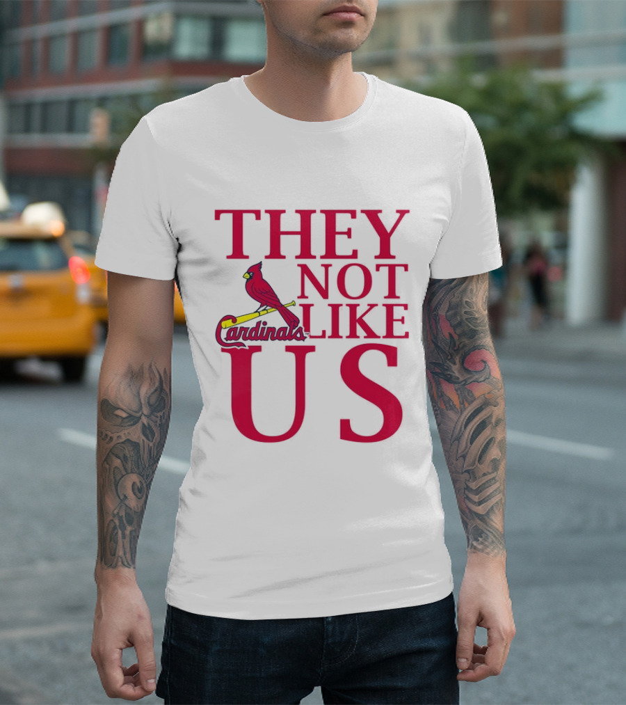 St. Louis Cardinals They Not Like Us Bird on Bat T-Shirt