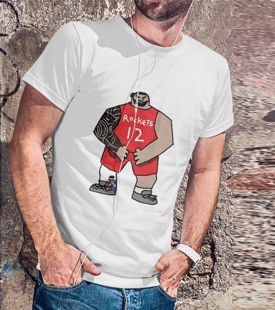 Houston Rockets Cartoon Figure No.12 Basketball Steven Adams T-Shirt