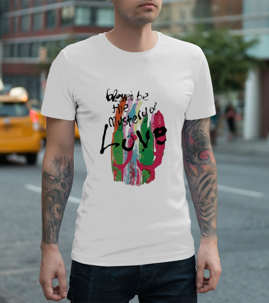Sufjan Stevens Blessed Be The Mystery Of Love Colorful Brushstroke Typography T-Shirt