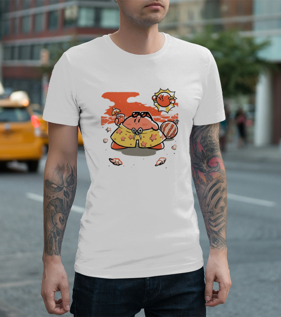 Summer Vibes Hanshumon Cute Beach Character with Sunglasses and Beach Ball T-Shirt