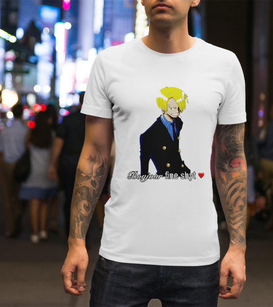 Vinsmoke Sanji Bonjour Fine Shyt Cartoon Character Heart Icon T-Shirt