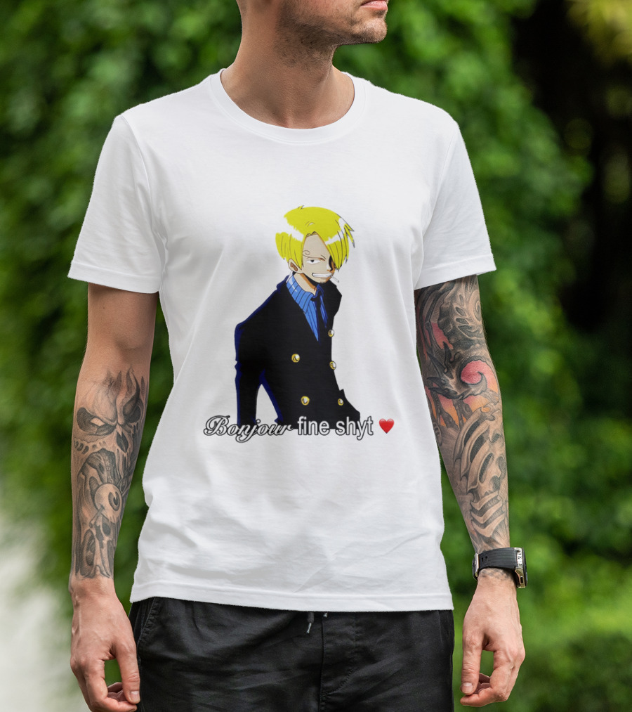 Vinsmoke Sanji Bonjour Fine Shyt Cartoon Character Heart Icon T-Shirt
