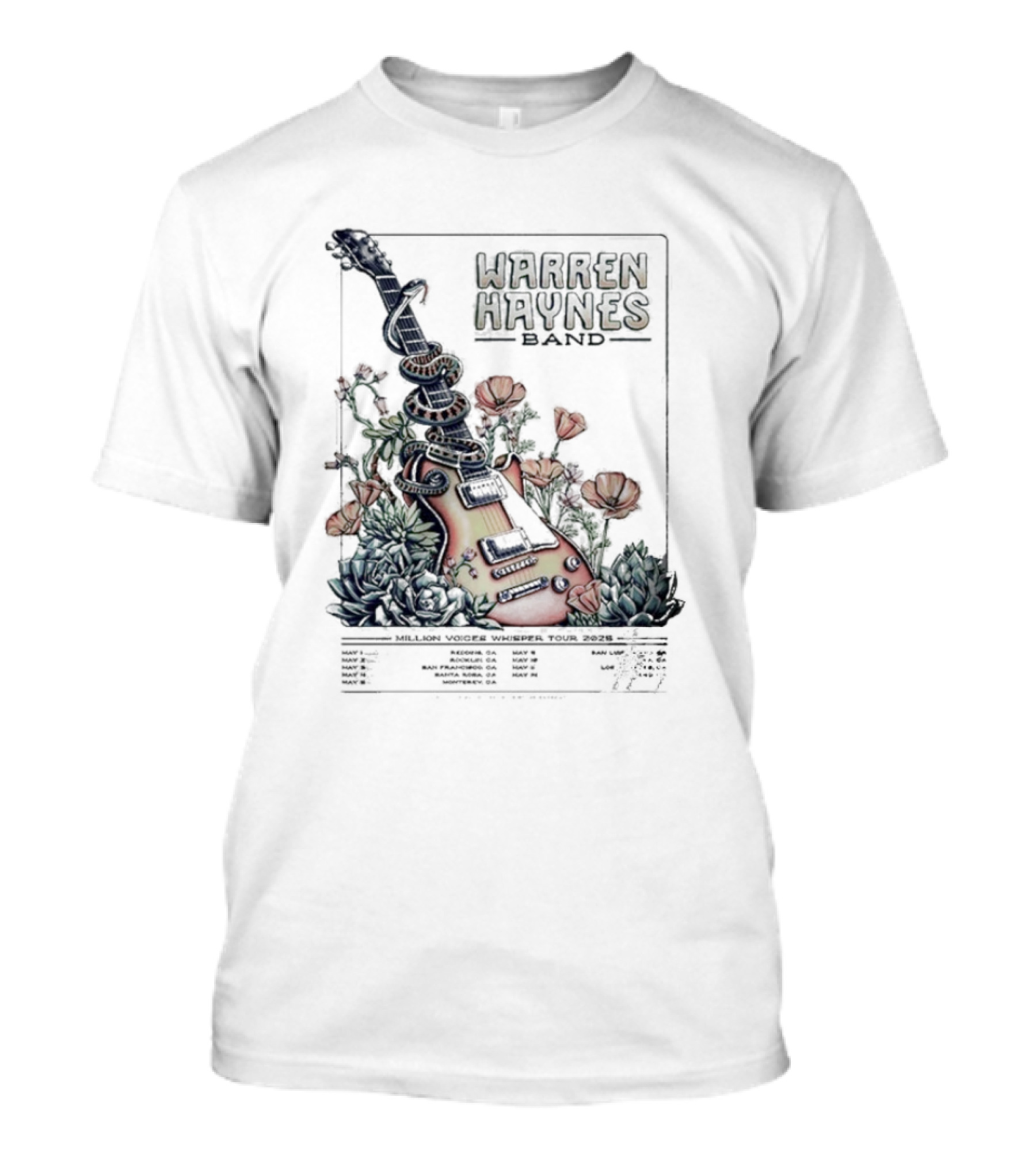 Warren Haynes Band Million Voices Whisper California Tour 2025 Guitar T-Shirt