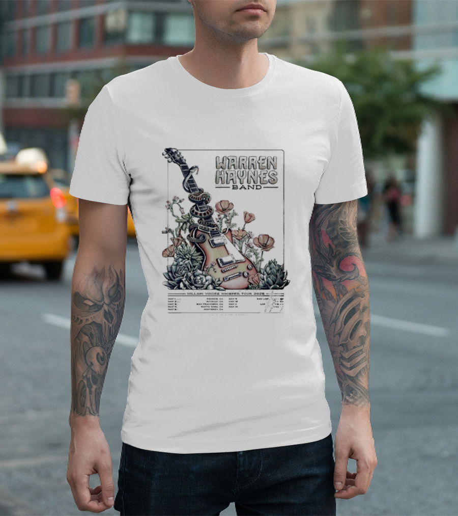 Warren Haynes Band Million Voices Whisper California Tour 2025 Guitar T-Shirt