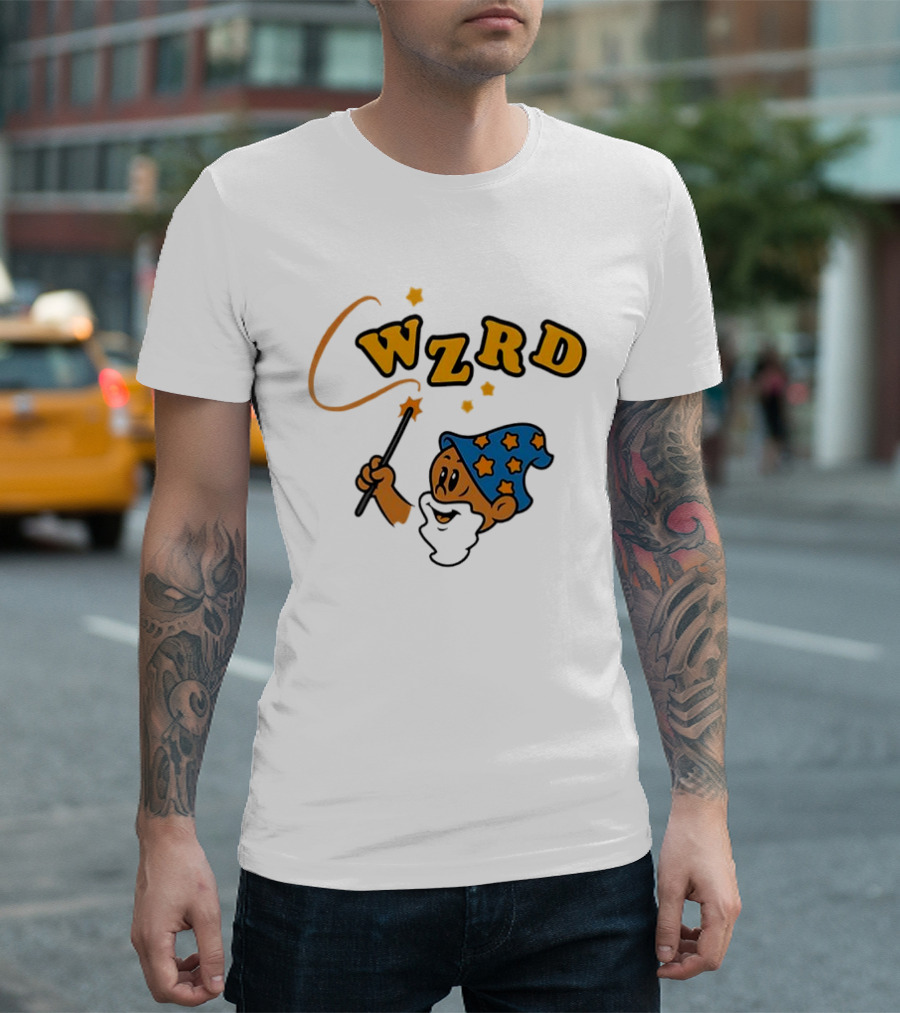 Wzrd Wizard Hat Stars and Wand Graphic T-Shirt