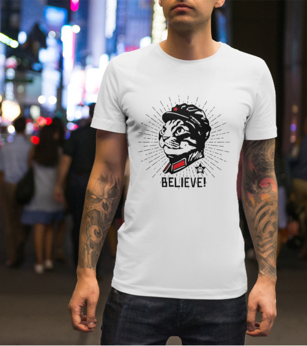 Trust Cat Chairman Believe Red Star Motivational Feline T-Shirt