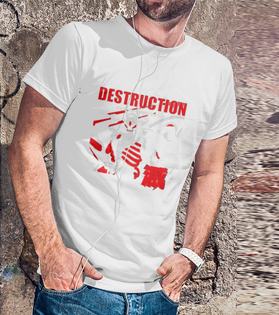 Within Destruction Animetal Robot Battle Scene Red White Black T-Shirt