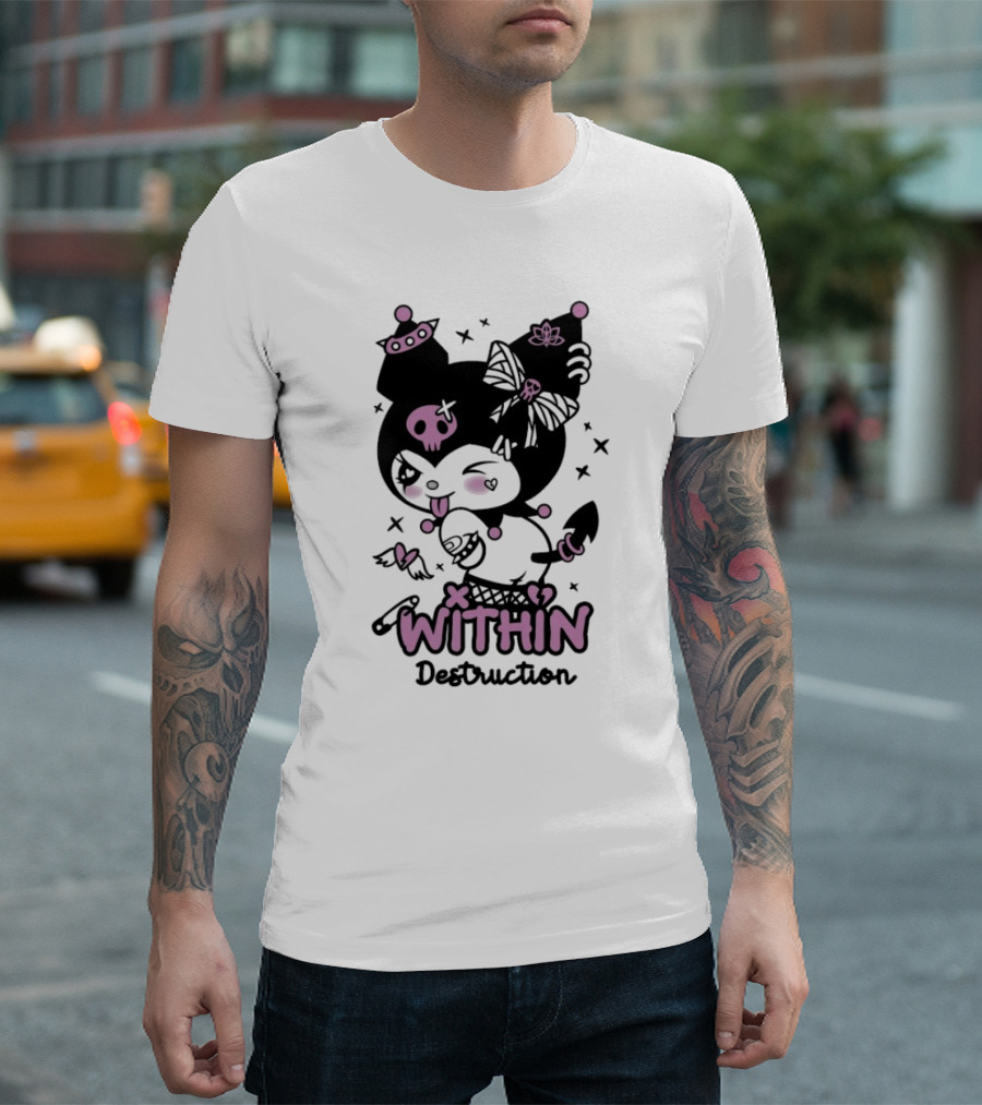 Within Destruction Devil Kitty Kuromi Skull And Bow Elements T-Shirt