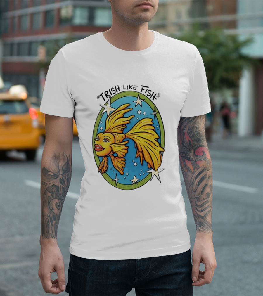Trish Like Fish Goldfish with Stars and Bubbles T-Shirt