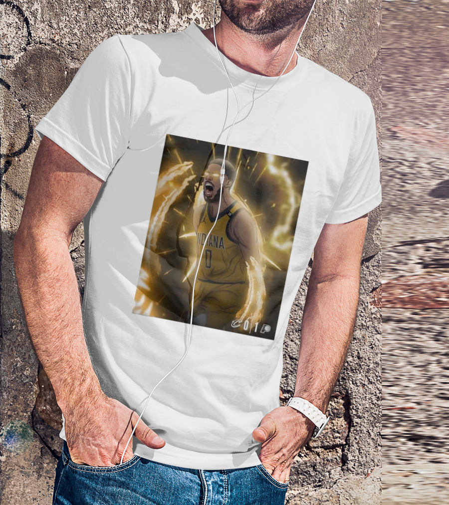 Tyrese Haliburton Indiana Pacers Game 1 Cavaliers Showdown NBA Artwork T-Shirt