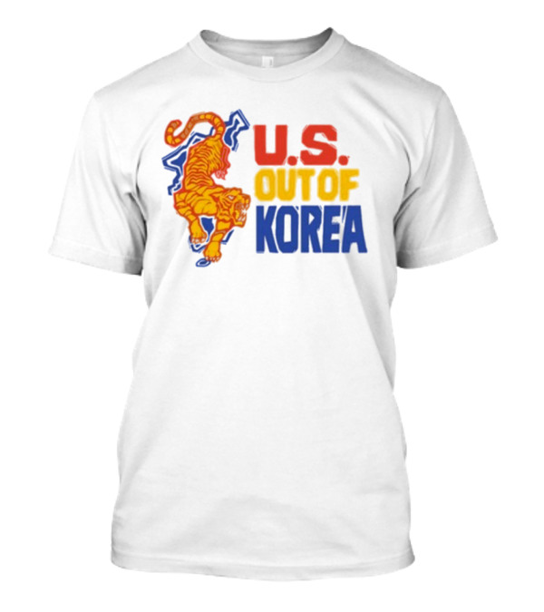 U.S. Out Of Korea Tiger Graphic Retro Style T-Shirt