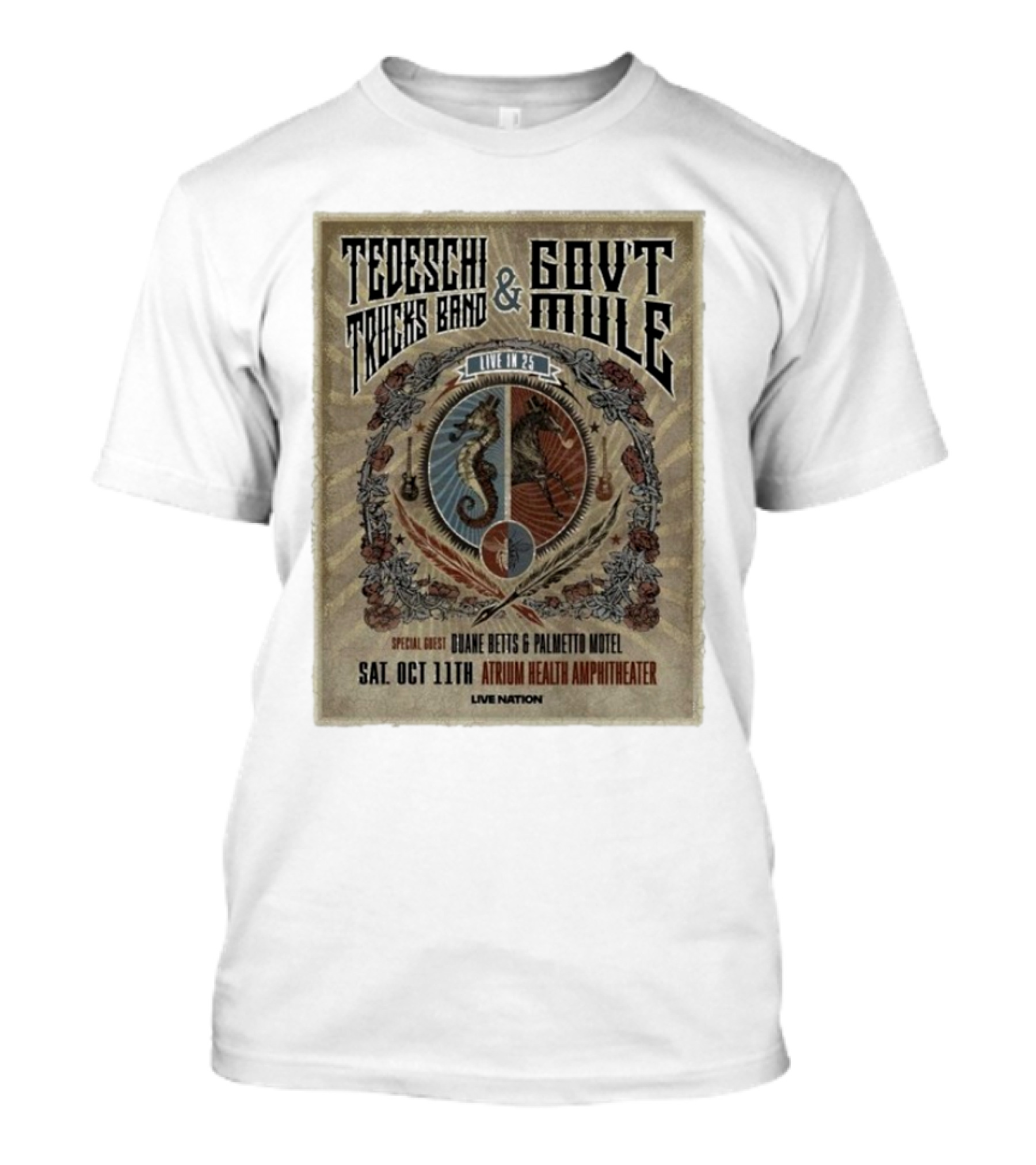 Tedeschi Trucks Band & Gov’t Mule Live In 25 Macon Georgia October 11 Atrium Health Amphitheater Special Guest Jiane Betts & Palmetto Motel T-Shirt