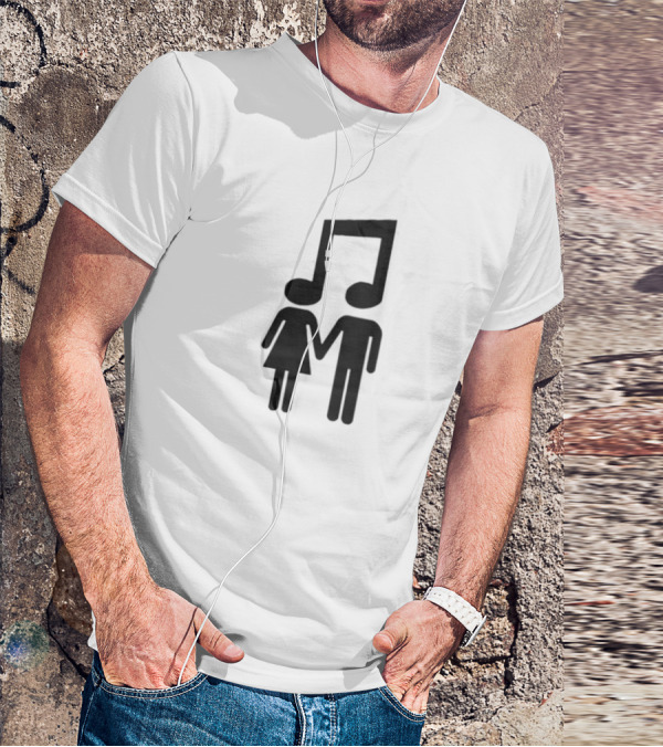 Slechthart Couple Holding Hands Music Note Head Symbols T-Shirt