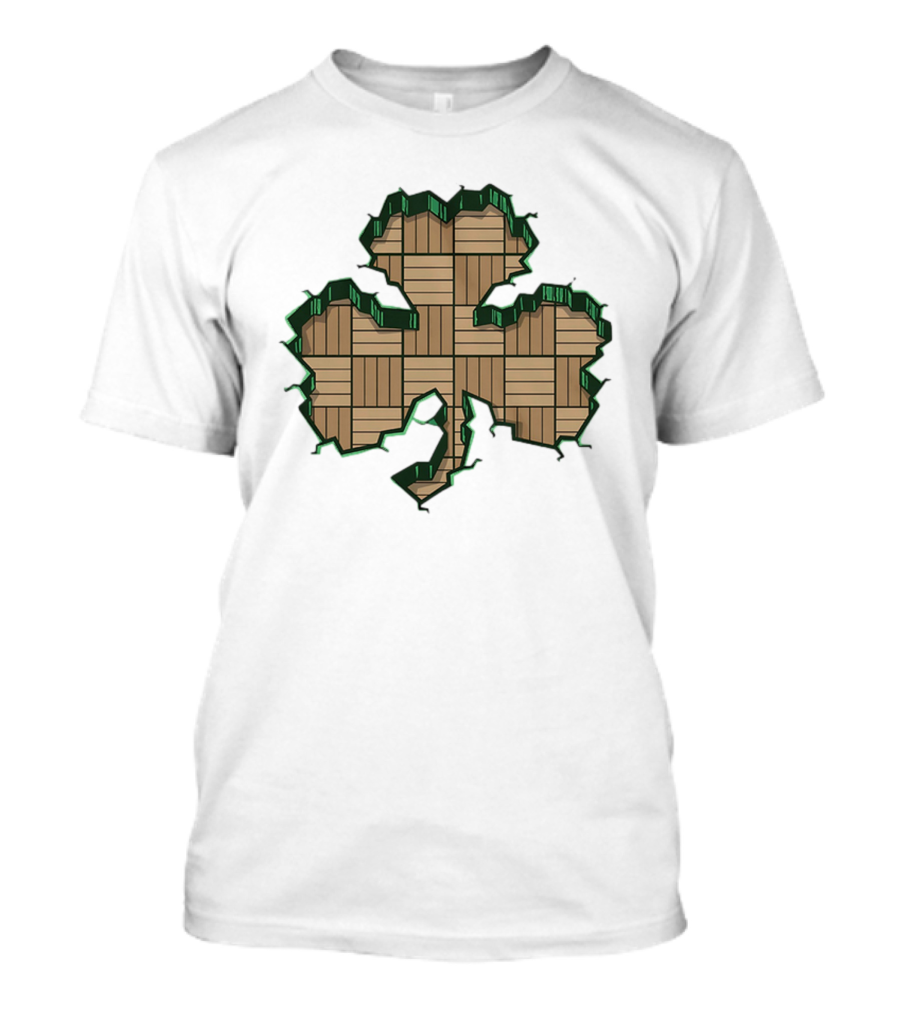 Smashed Shamrock Parquet Hardwood Basketball Court Pattern T-Shirt