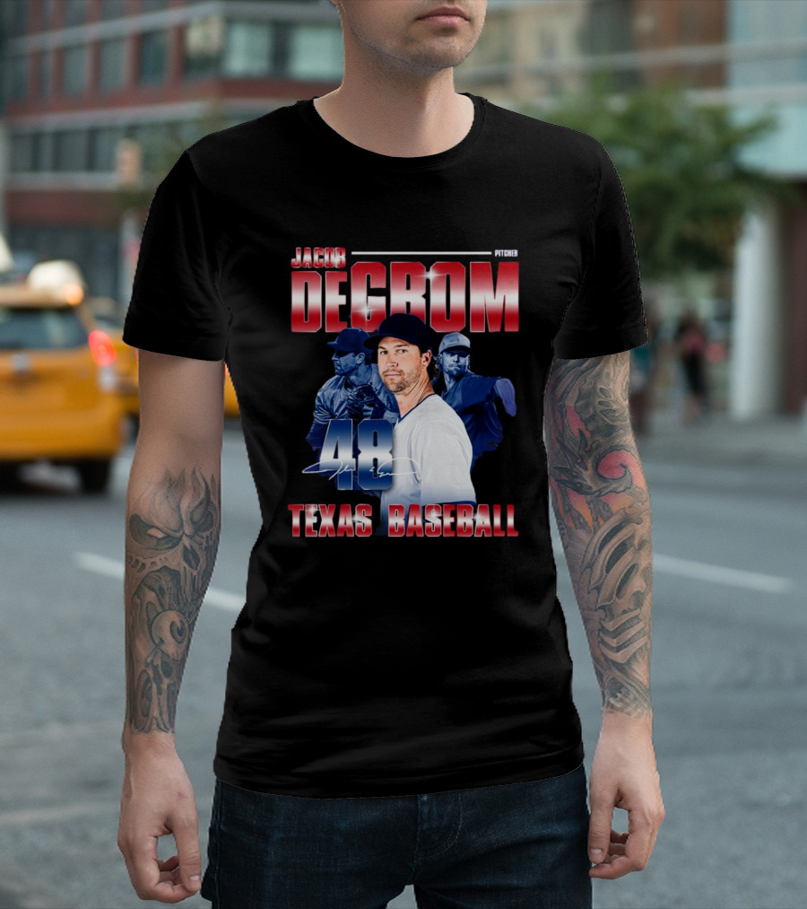 Jacob deGrom Texas Baseball 48 Retro 90’s MLBPA T-Shirt