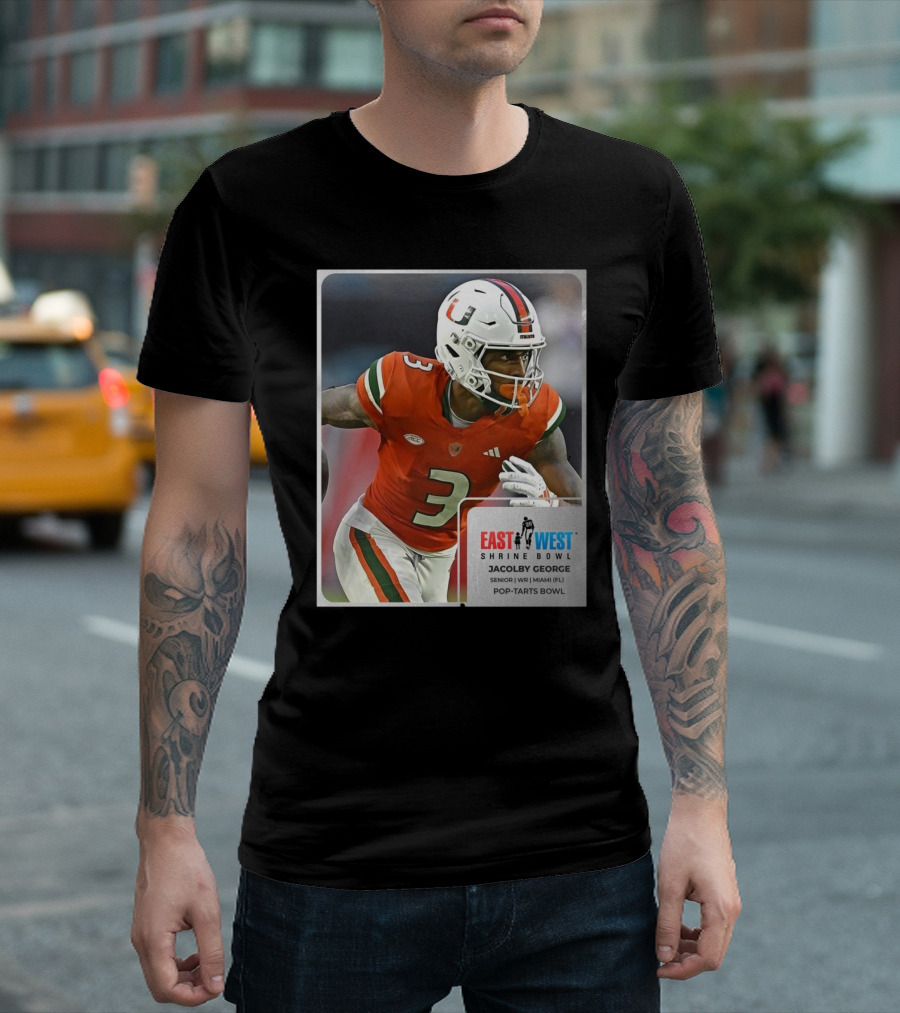 Jacolby George Miami Hurricanes Senior WR East West Shrine Bowl Pop-Tarts Bowl T-Shirt