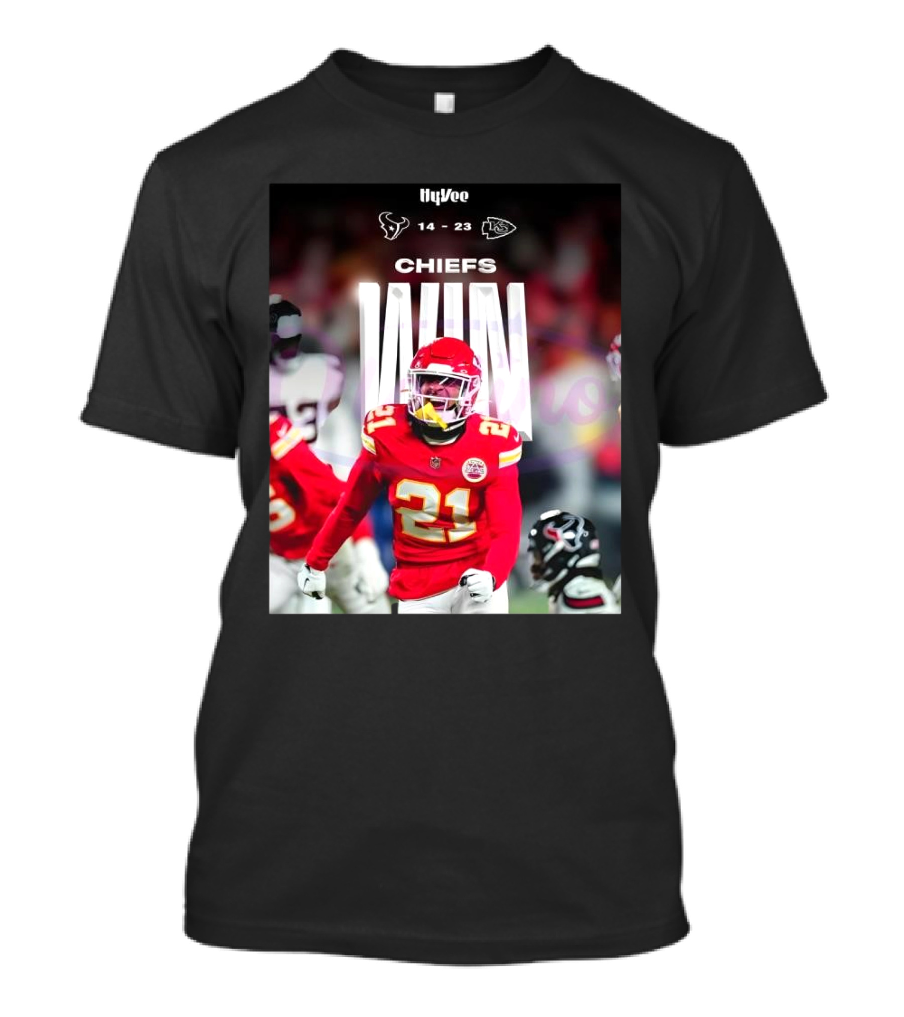 HyVee Chiefs Win Over Texans 14-23 Jaden Hicks 2025 T-Shirt