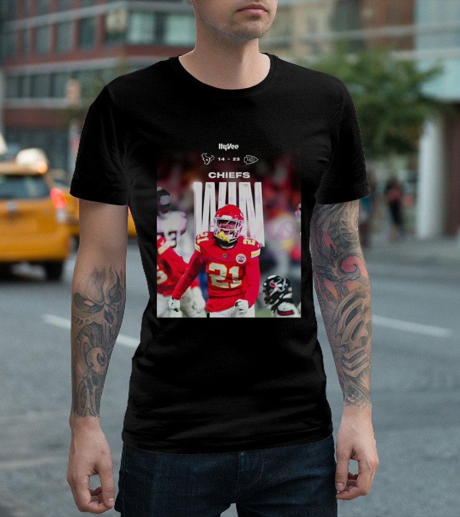 HyVee Chiefs Win Over Texans 14-23 Jaden Hicks 2025 T-Shirt