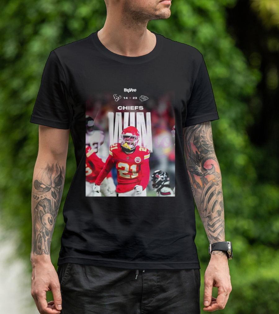HyVee Chiefs Win Over Texans 14-23 Jaden Hicks 2025 T-Shirt