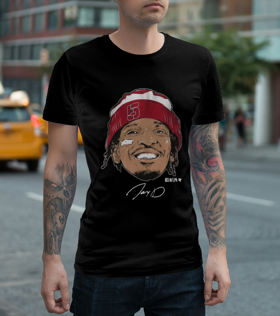 Jayden Daniels Face Bandage with Number 5 Signature T-Shirt