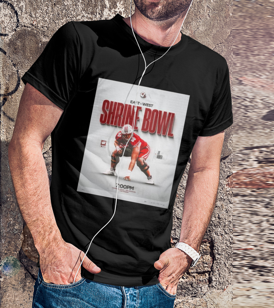Joe Huber Wisconsin Badgers East-West Shrine Bowl Thursday Jan 30 NFL Network ASU Stadium T-Shirt