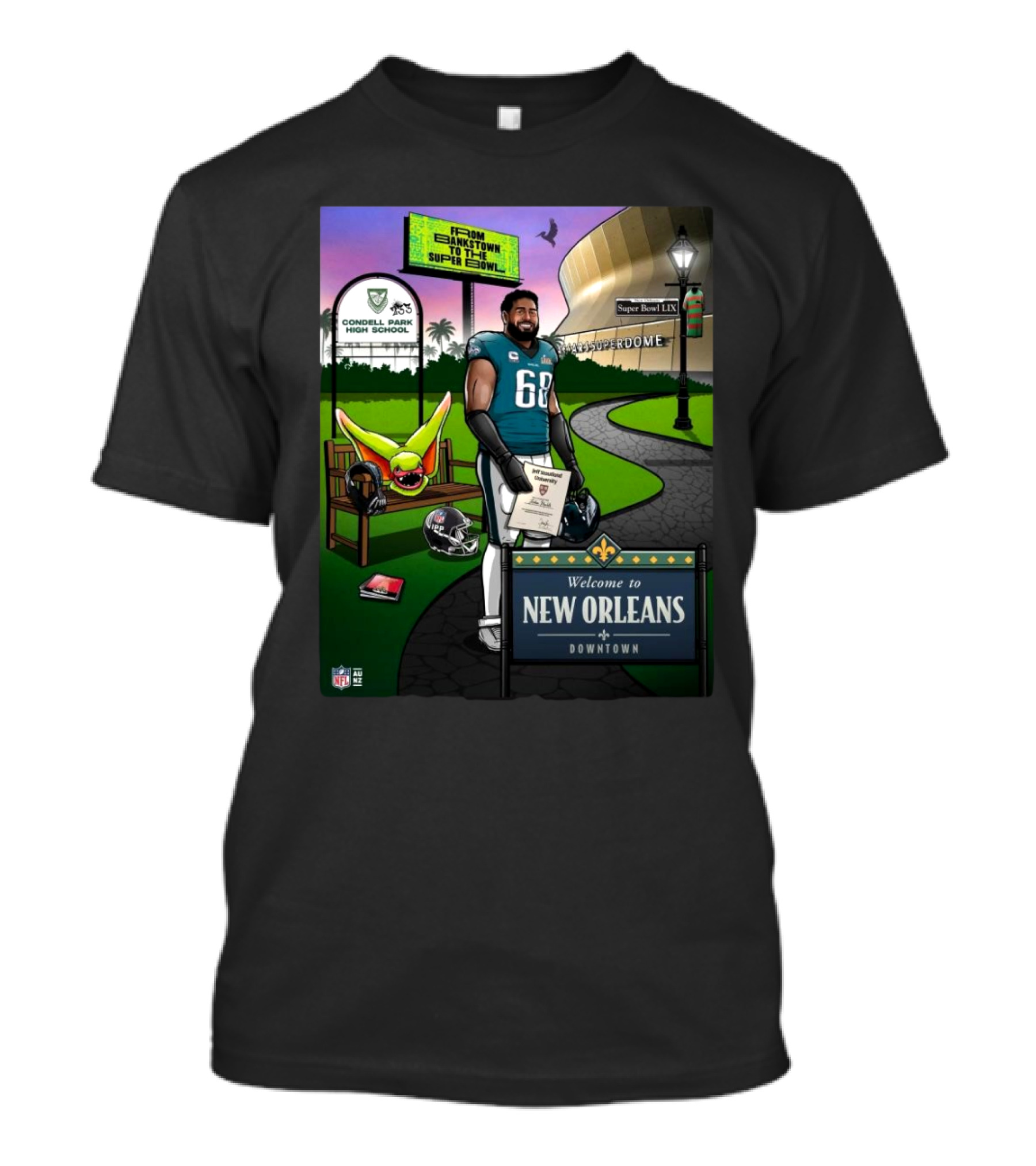 Jordan Mailata Philadelphia Eagles From Bankstown To Super Bowl New Orleans Superdome Welcome NFL T-Shirt