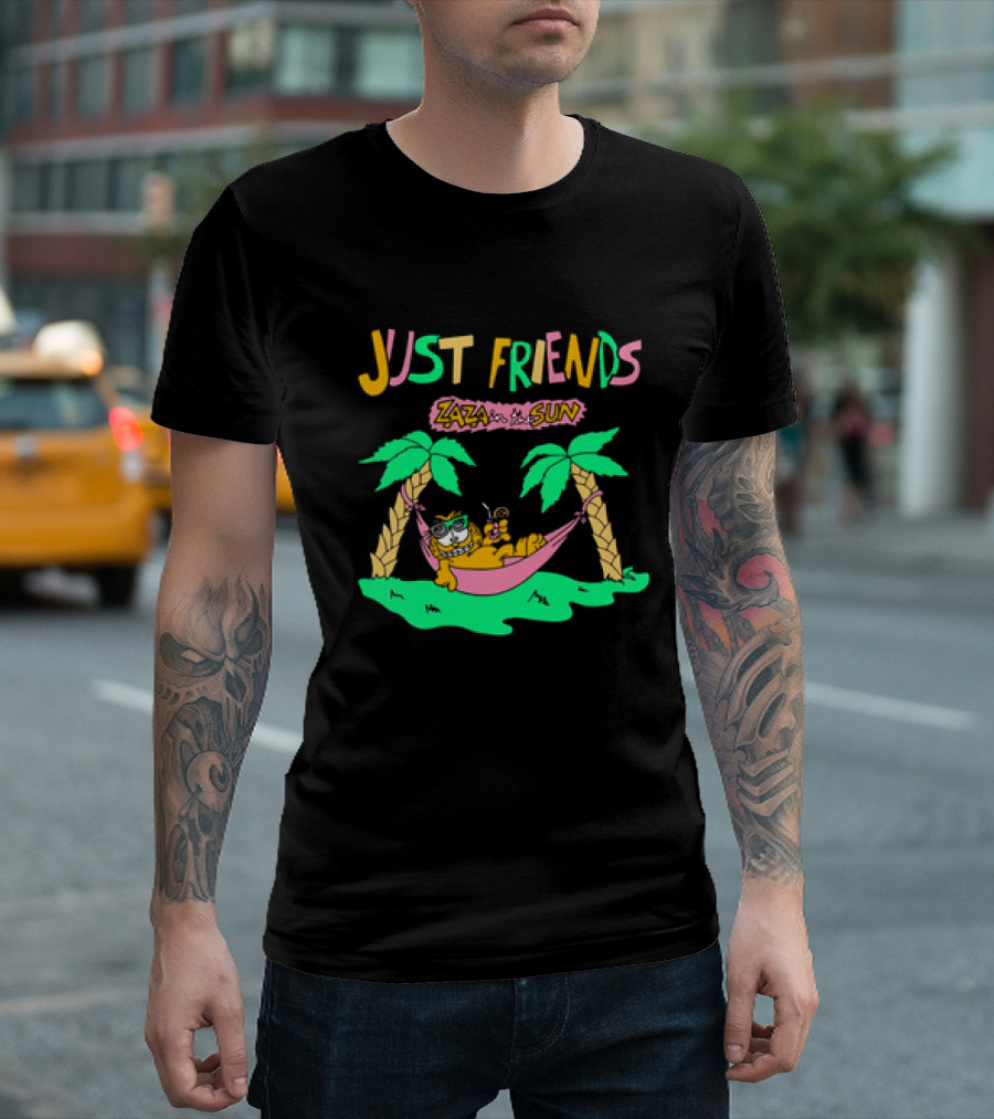 Just Friends Zaza In The Sun Relaxing In Hammock Under Palms T-Shirt