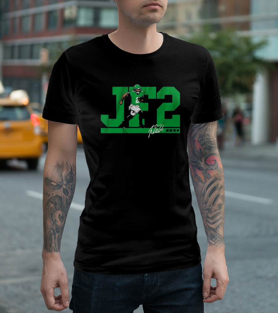 JF2 Justin Fields Green Running Back Number 2 Signature T-Shirt