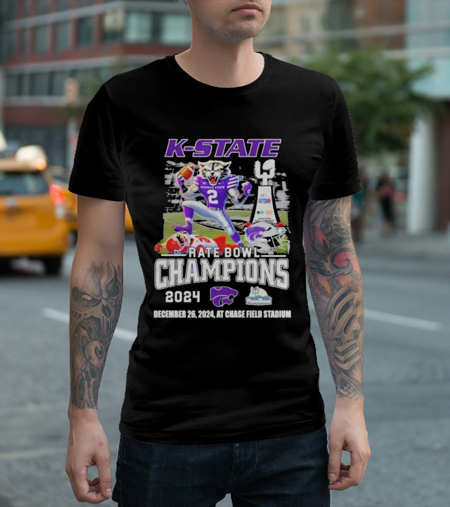 K-State Rate Bowl Champions 2024 December 28 Bill Snyder Family Stadium T-Shirt