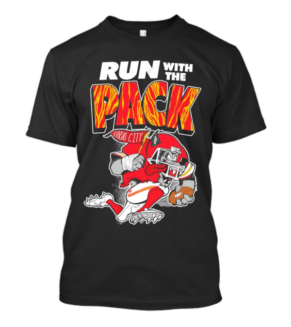 Run With The Pack Kansas City Chiefs KC Wolf 2025 T-Shirt