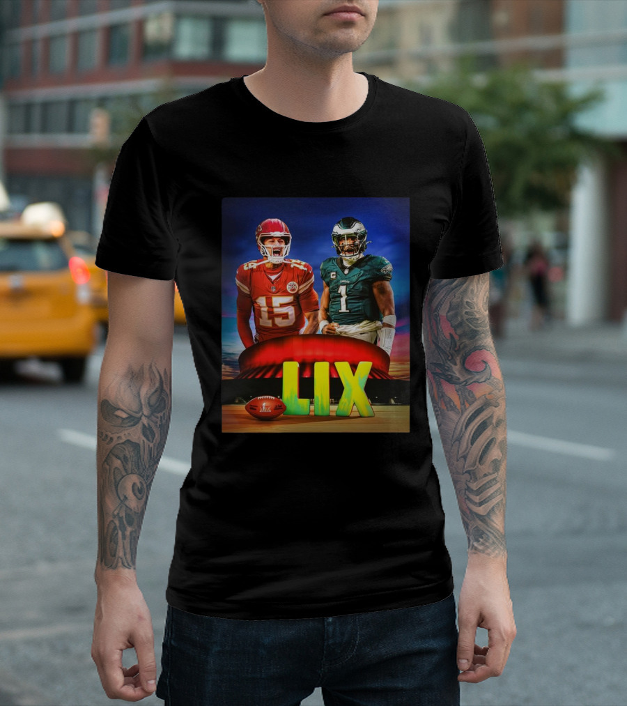 Kansas City Chiefs Patrick Mahomes Vs Philadelphia Eagles Jalen Hurts Super Bowl LIX T-Shirt