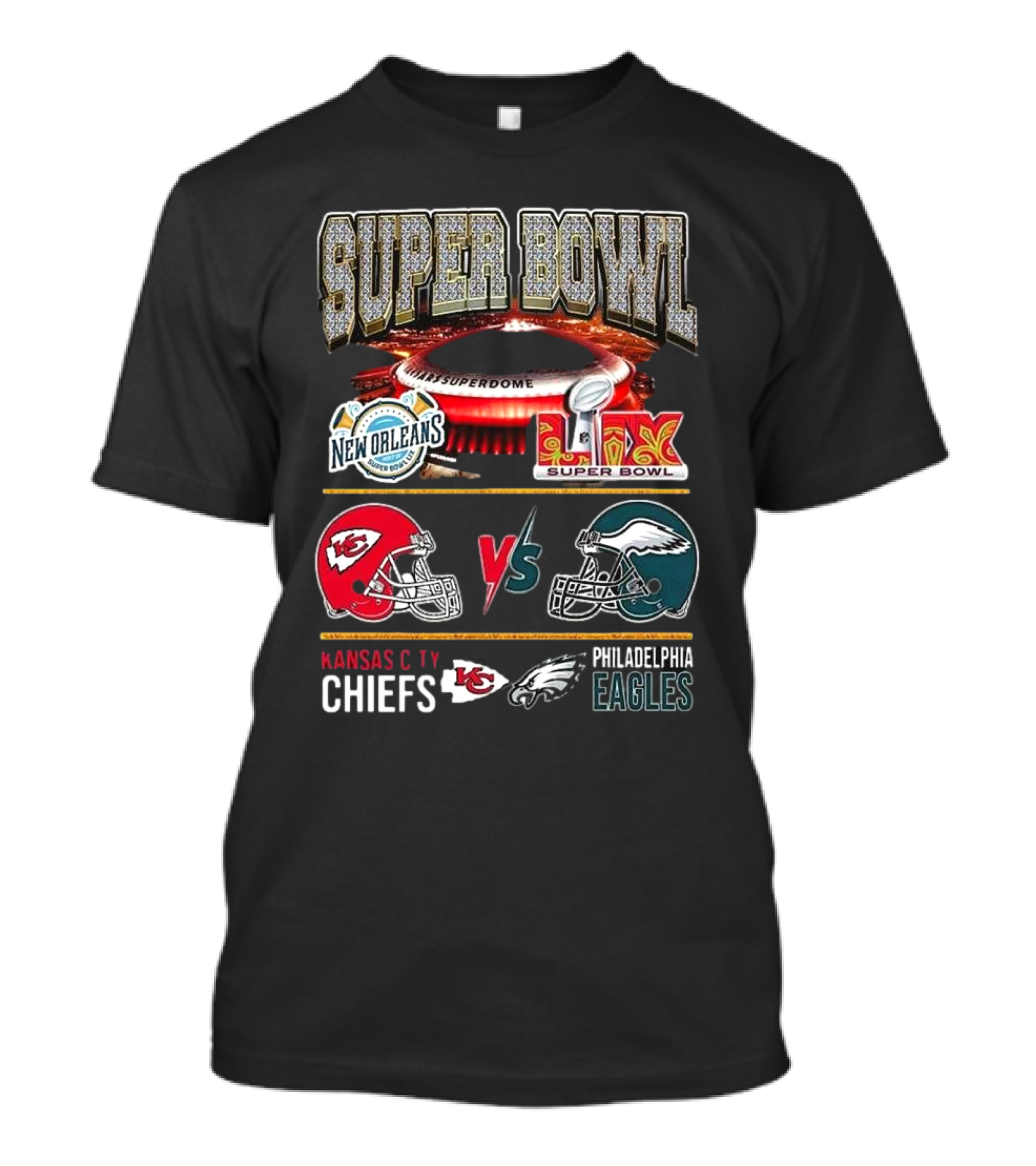 Super Bowl New Orleans 2025 Kansas City Chiefs Vs Philadelphia Eagles T-Shirt