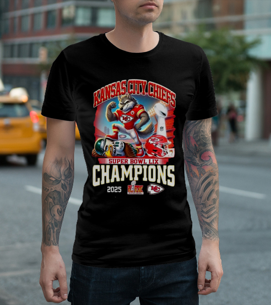 Kansas City Chiefs Super Bowl LIX Champions 2025 Mascot Victory T-Shirt