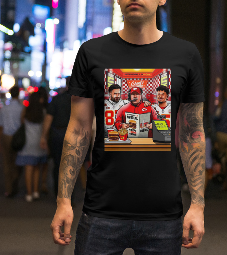 Super Bowl LIX New Orleans Chiefs Diner Special Chiefs Triple Cheese Hungry For The 3-Peat T-Shirt