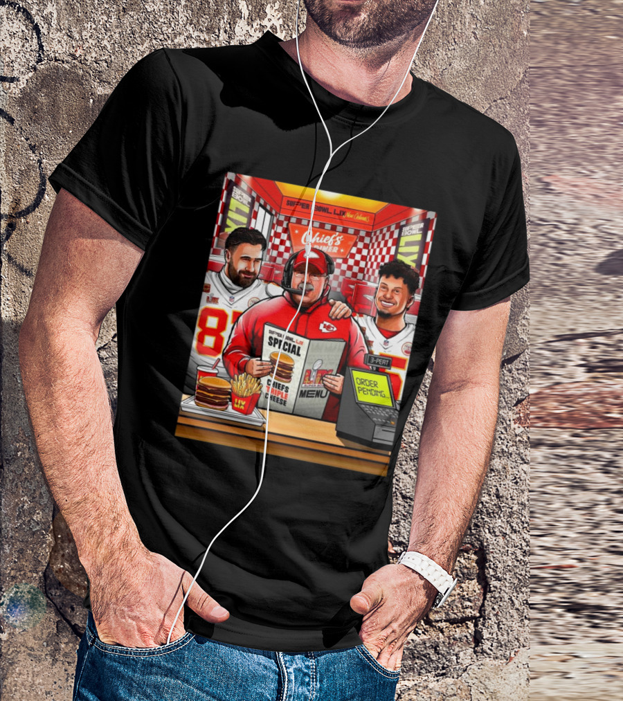 Super Bowl LIX New Orleans Chiefs Diner Special Chiefs Triple Cheese Hungry For The 3-Peat T-Shirt