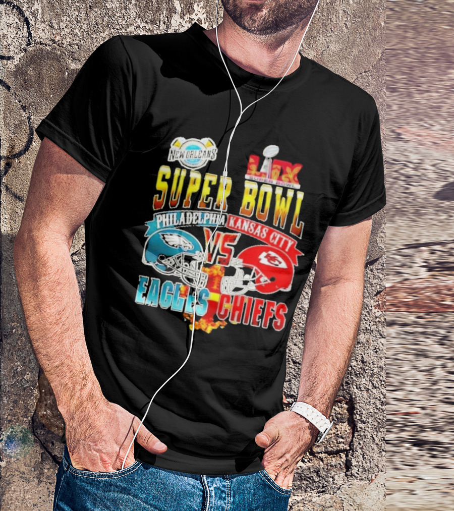 Super Bowl LIX Philadelphia Eagles Vs Kansas City Chiefs Helmets 2025 T-Shirt