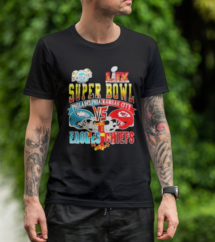 Super Bowl LIX Philadelphia Eagles Vs Kansas City Chiefs Helmets 2025 T-Shirt