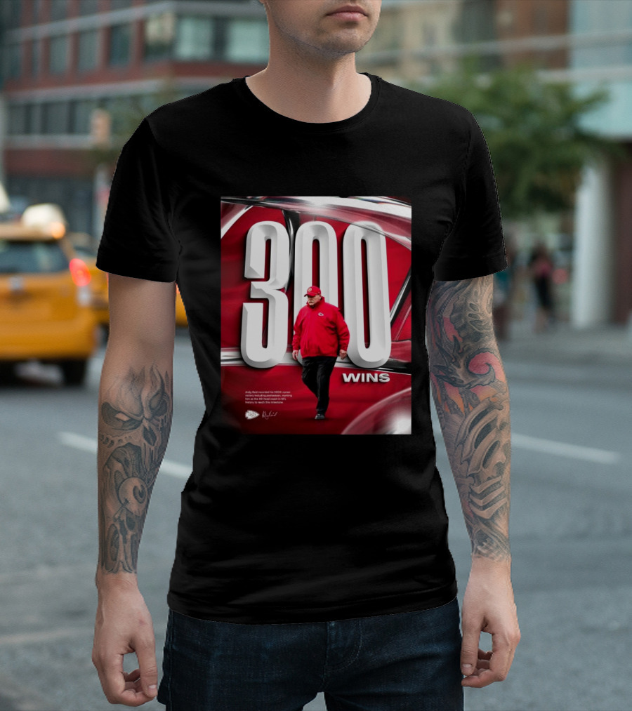 Kansas City Chiefs Andy Reid 300 Wins Career Victory Including Postseason Signature T-Shirt