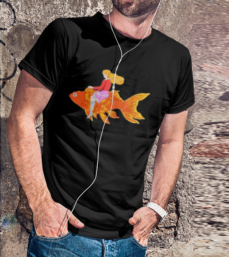 Kate Bollinger Riding A Goldfish In A Whimsical Style T-Shirt