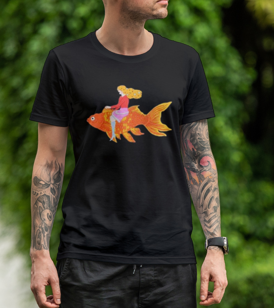 Kate Bollinger Riding A Goldfish In A Whimsical Style T-Shirt