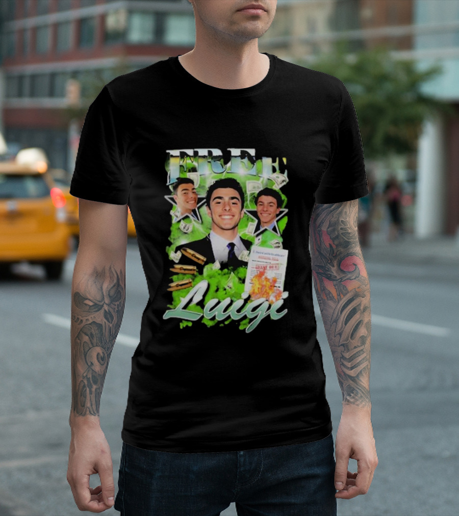 Free Luigi Keiajah Concert Green Money Stars T-Shirt