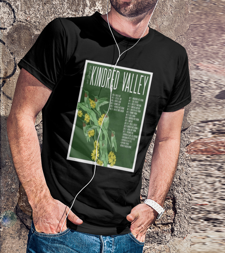 Kindred Valley 2025 Spring Tour Dates With Hummingbirds And Flowers T-Shirt