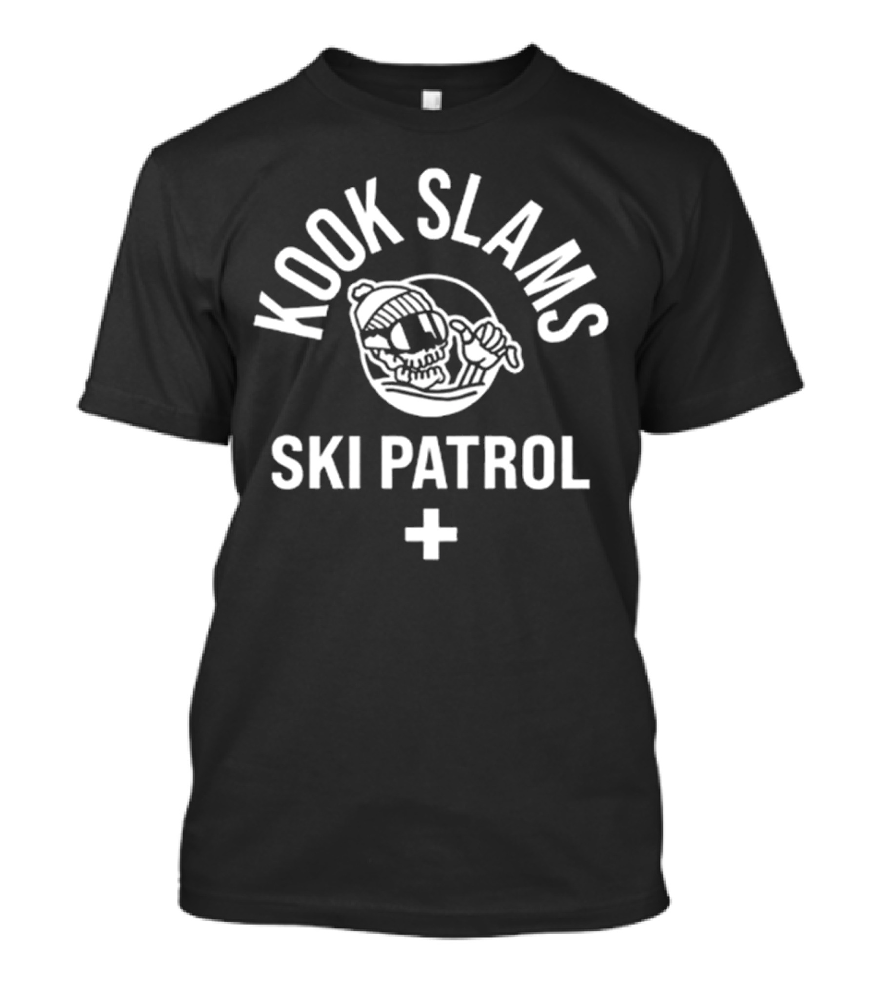 Kook Slams Ski Patrol Skeleton With Snow Goggles And Beanie T-Shirt