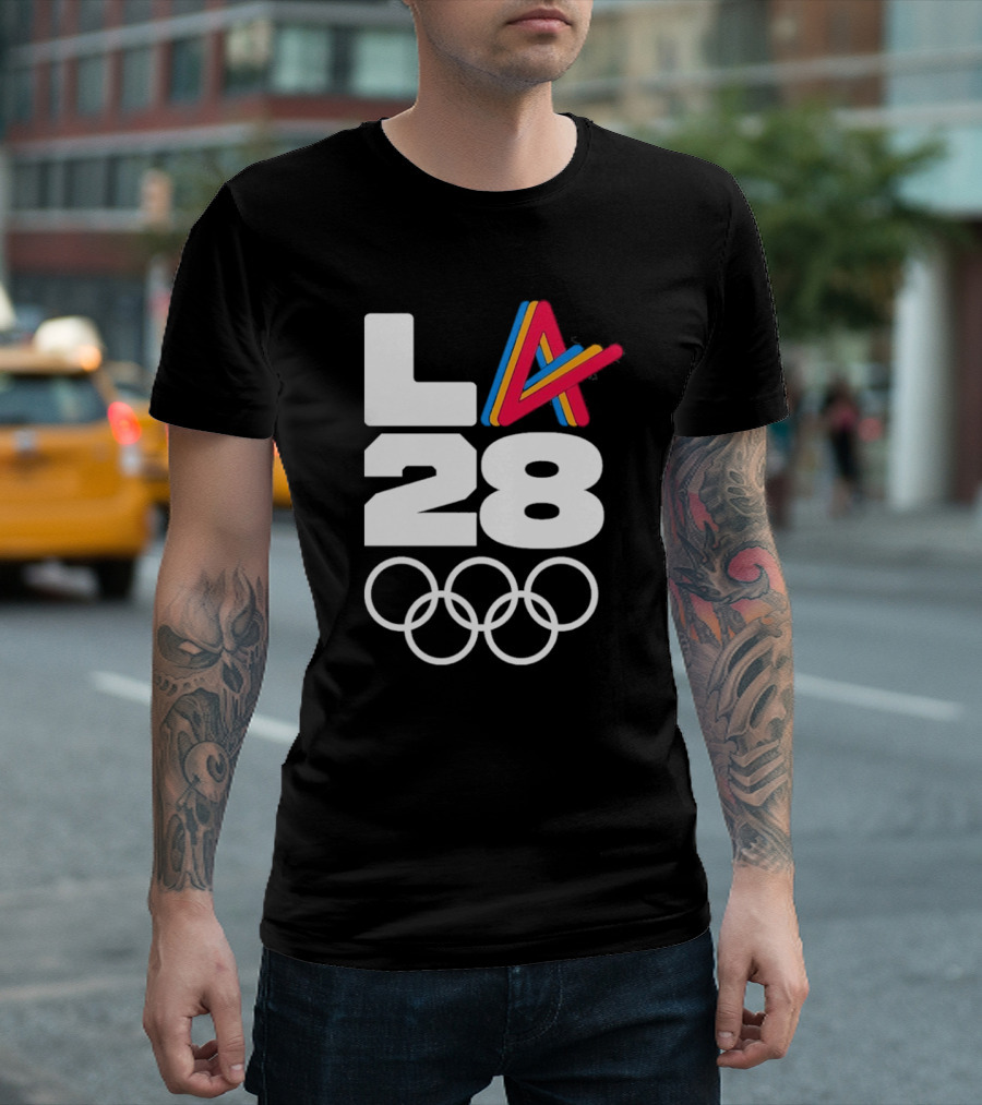 LA 2028 Olympics Multicolor Logo With Rings T-Shirt