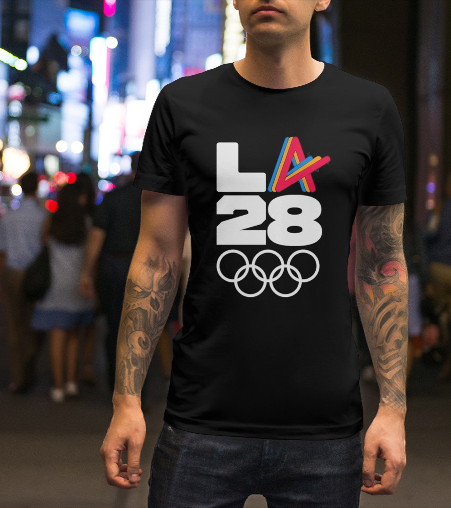 LA 2028 Olympics Multicolor Logo With Rings T-Shirt
