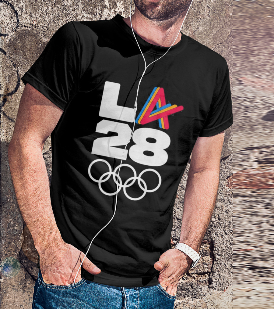 LA 2028 Olympics Multicolor Logo With Rings T-Shirt